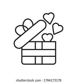 gift box with hearts over white background, line style, vector illustration