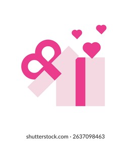 Gift box with hearts and ribbon. Perfect for Valentine’s Day sales, celebration invitations, romantic events, or anniversary promotions.
