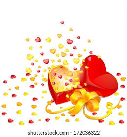 Gift box with hearts. Vector illustration.