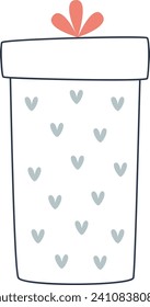 Gift Box With Hearts Vector Illustration