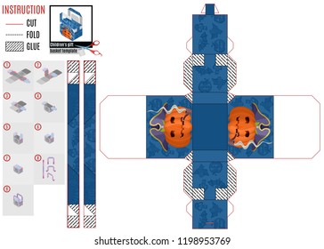 gift box for the holiday of Halloween. assemble the template itself.stock vector illustration