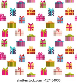 Gift Box Holiday Seamless Pattern Background Vector Illustration
