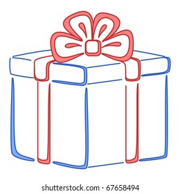 Gift box, holiday symbol pictogram, square, isolated