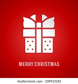 Gift Box and Holidays wish Merry Christmas message vector background