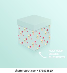 Gift box with ice cream pattern. Mockup box. Vector illustrationn, eps 10