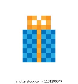 Gift box icon. 8-bit game style. Vector.