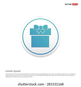 Gift Box Icon - abstract logo type icon - turquoise icon on white button background. Vector illustration