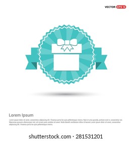 Gift Box Icon - abstract logo type icon - Retro vintage badge and label turquoise background. Vector illustration