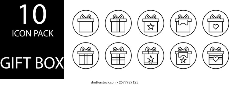 Gift box icon with additional elements such as stars and balloons, perfect for party themed designs.