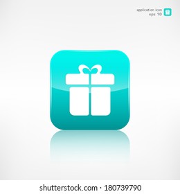 Gift box icon. Application button.
