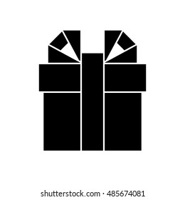 Gift box icon. Black icon isolated on white background. Gift box silhouette. Simple icon. Web site page and mobile app design vector element.
