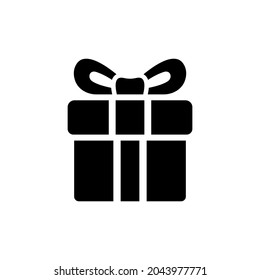 Gift box icon. Black silhouette. Front side view. Vector simple flat graphic illustration. The isolated object on a white background. Isolate.