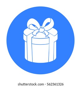Gift box icon in black style isolated on white background. E-commerce symbol stock vector illustration.
