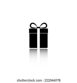 gift box icon - black vector illustration with reflection
