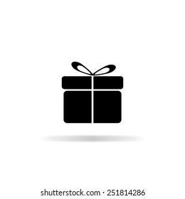 gift box icon - black vector illustration