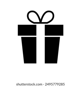 Icono de la caja de regalo, estilo blanco y negro