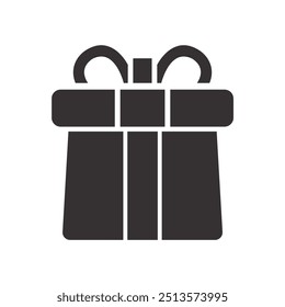 Gift Box Icon Black and White Vector Graphic