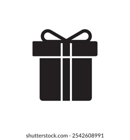 Gift box icon black and white vector sign