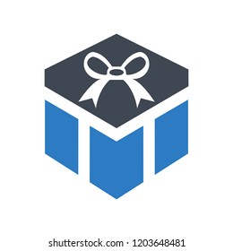 Gift box icon blue