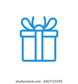 Gift box icon with blue line design 