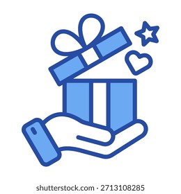 Gift Box Icon Blue Vector Illustration