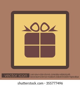 gift box icon with a bow. holiday or celebration