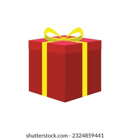 Gift box icon with bow, Love greeting template for couples, Present gift box icon, Flat design symbol, Vector illustration