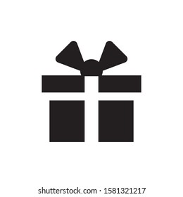 Gift box icon with bow and ribbon on top. Single design element plane design. Vector illustration.