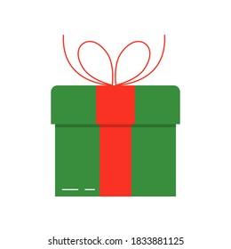 Gift box icon with bow and ribbon. Present package for Christmas or Birthday. Vector illustration.