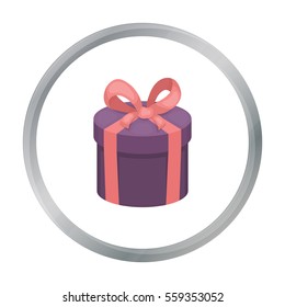 Gift box icon in cartoon style isolated on white background. E-commerce symbol stock vector illustration.