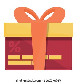 Gift box icon cartoon vector. Customer program. Card client