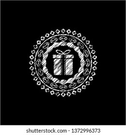 gift box icon with chalkboard texture