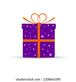 Gift box icon, Christmas present, Xmas symbol, flat graphic design template, vector illustration