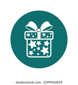 Gift box icon Christmas present sticker Vector illustration