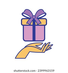 Icono de caja de regalo Navidad presente ilustración de vector