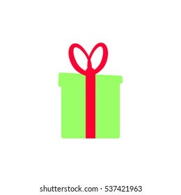 Gift box icon, Christmas present, flat design template, vector