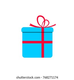 Gift box icon, Christmas present symbol, flat design template, vector illustration, 