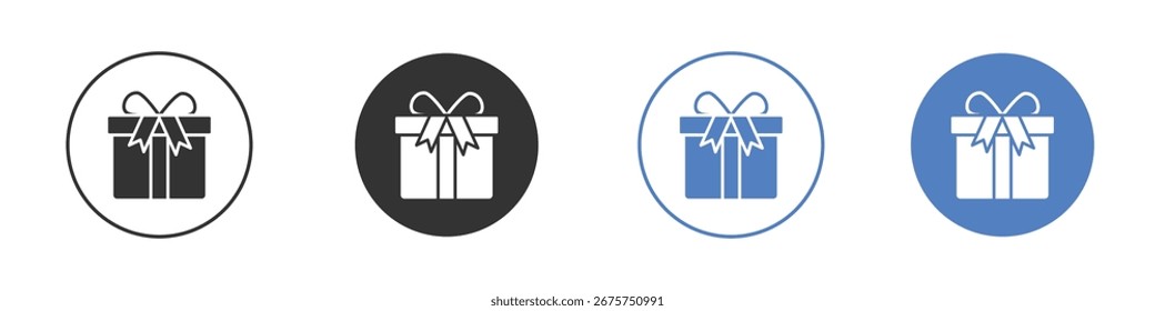 Geschenkbox-Icon-Sammlung für App in schwarzen und blauen Farben
