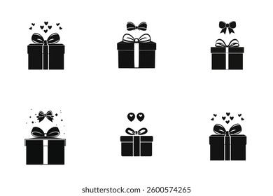 Gift Box Icon Collection with Bows and Ribbons