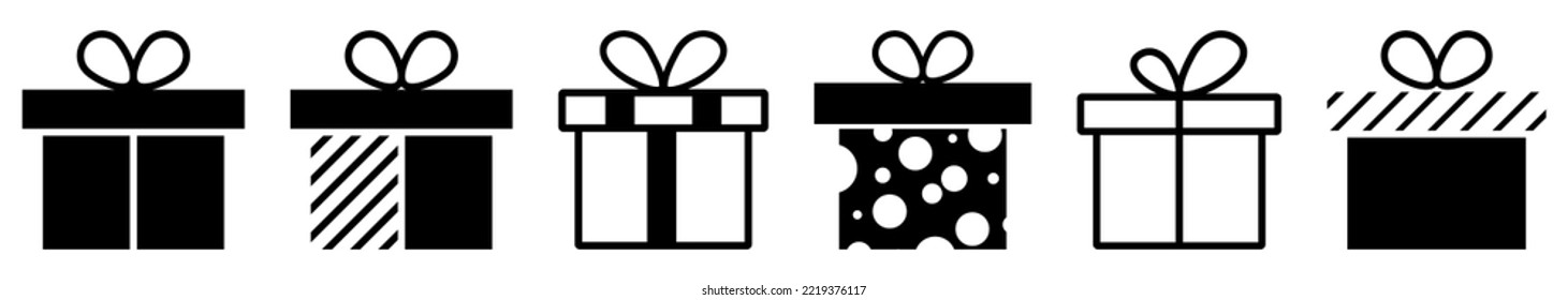 Gift box icon collection. Christmas boxes. Vector illustration
