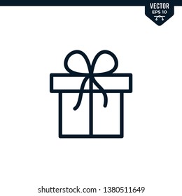 Gift box icon collection in outlined or line art style, editable stroke vector
