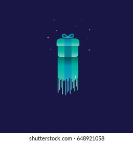 Gift Box icon Color gradation. sign symbol for web, modern design vector on blue background. logo.