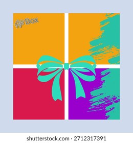 Icono de caja de regalo. Cajas de regalo de colores para las fiestas. Colección Abstractas de la caja de regalo, sistema del logotipo, diseño del Vector, icono, símbolo