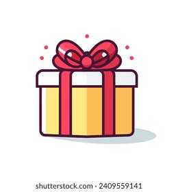 Gift box icon with comic vector illustration style