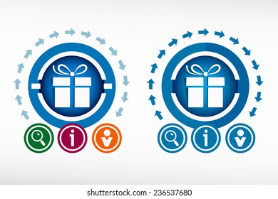 Gift box icon and creative design elements. Flat design concept.