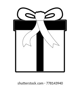 gift box icon with decorative ribbon in black silhouette
