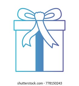 gift box icon with decorative ribbon in degraded blue to purple color contour