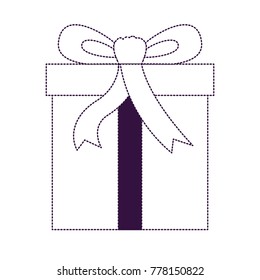 gift box icon with decorative ribbon in purple dotted silhouette
