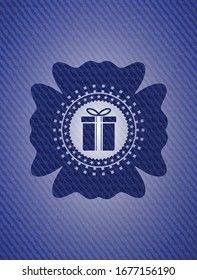 icono de caja de regalo con textura de denim