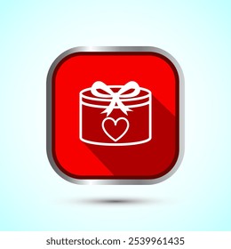 Gift box icon design illustration, Surprising gift box symbol, Red Shadow Button Design